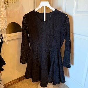 H&M Black Lace V-Neck Fit & Flare Dress